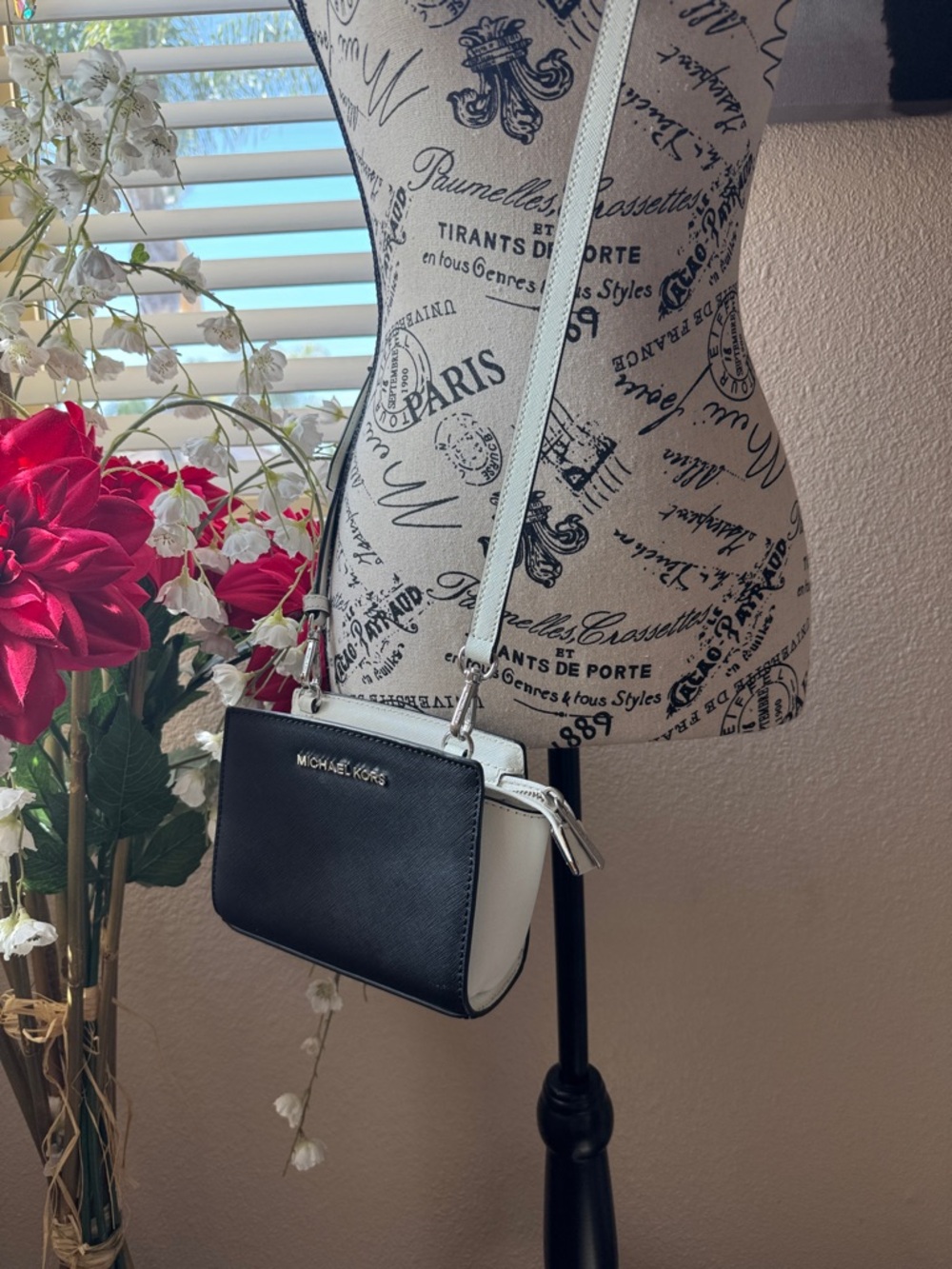 Michael Kors Black and White Crossbody Purse